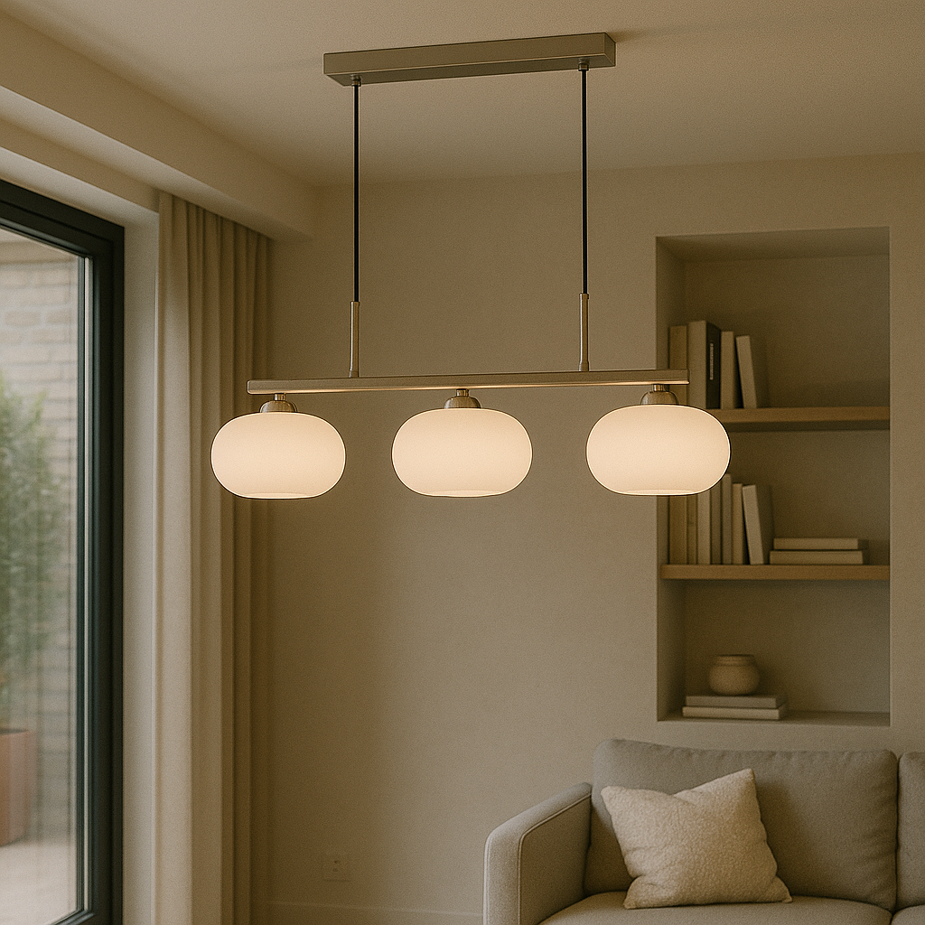 Pendelleuchte 3-flammig Bauhaus | E27 | Glas Metall | Modern