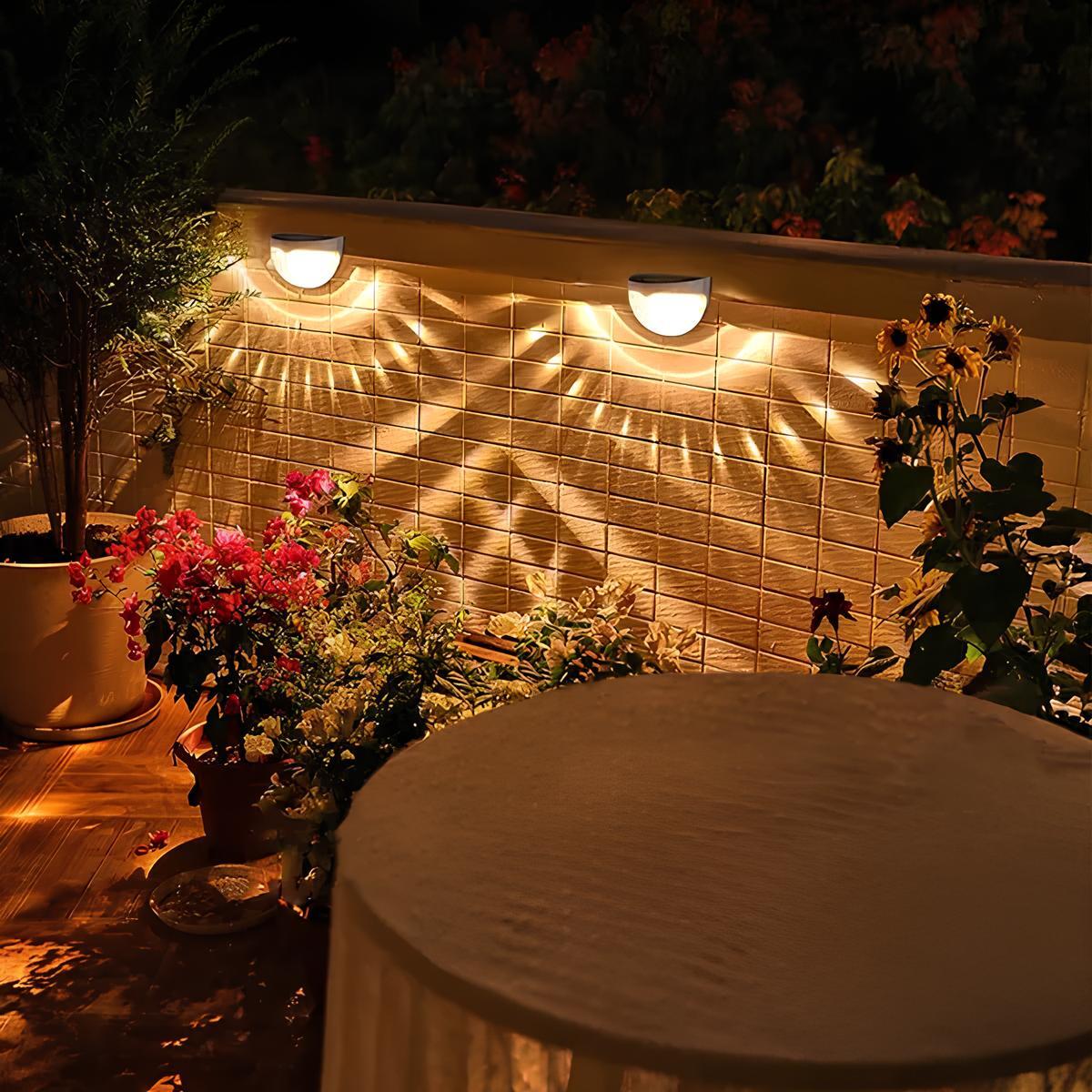 Solar-Wandleuchte Rund | LED Musterlicht | IP Outdoor | Garten & Terrasse
