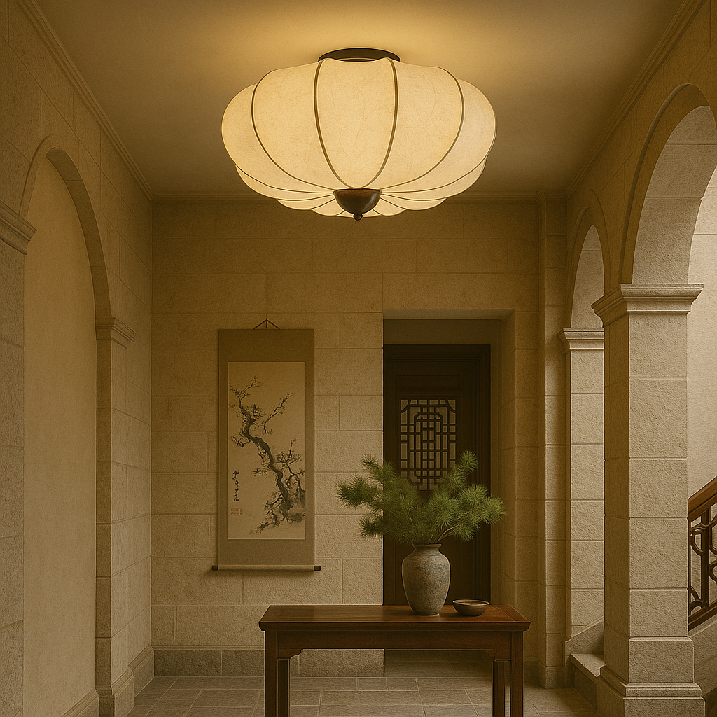 Deckenleuchte Stoff & Holz | Medieval Stil | E26/E27 LED-Licht | Warmweiß