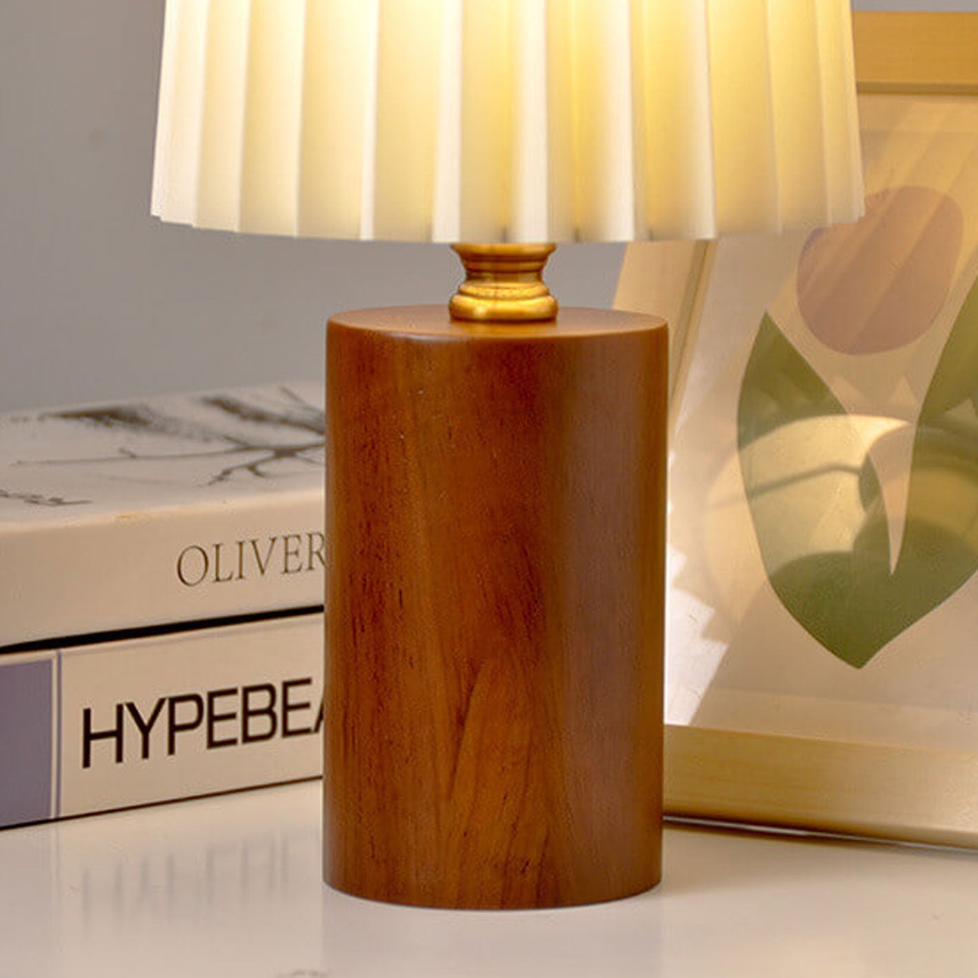 Vintage Korean Falten-Stoff Zylinder-LED-Tischlampe | Retro-Minimalistisches Design | 1-flammig