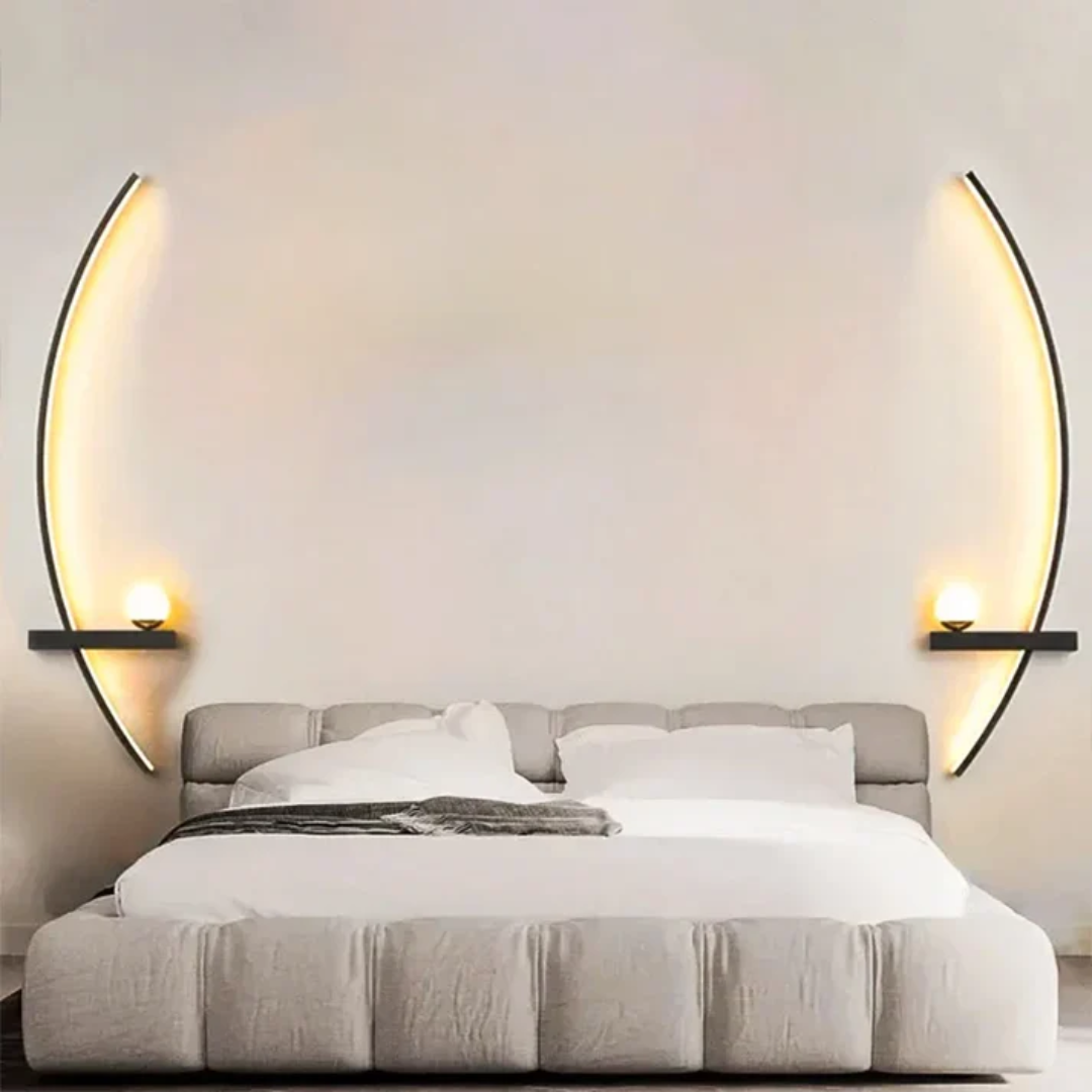 Moderne Messing-Bogen LED-Wandleuchte | 2-flammig | Zeitgenössisches Design