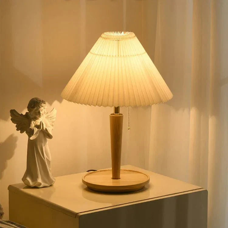 Tischlampe Holz Stoffschirm | E27 | Klassisch | Warmes Licht