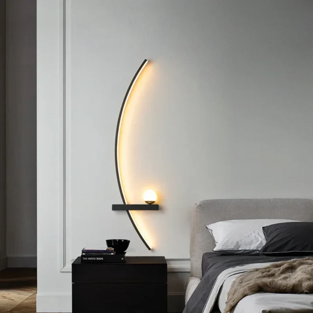 Moderne Messing-Bogen LED-Wandleuchte | 2-flammig | Zeitgenössisches Design