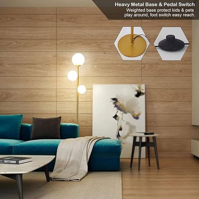 LED-Stehleuchte | Designer-Innenbeleuchtung | Opalglas & Travertin-Akzent