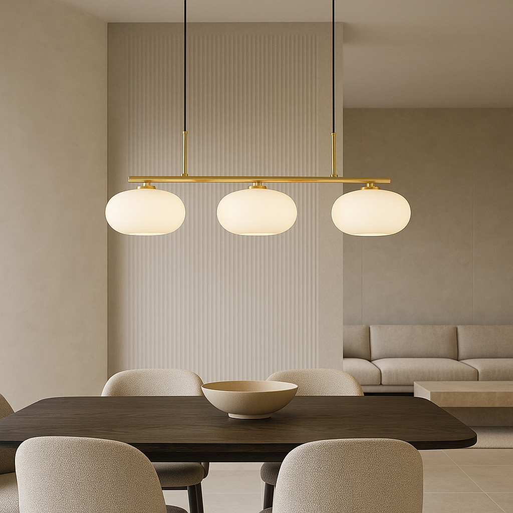 Pendelleuchte 3-flammig Bauhaus | E27 | Glas Metall | Modern