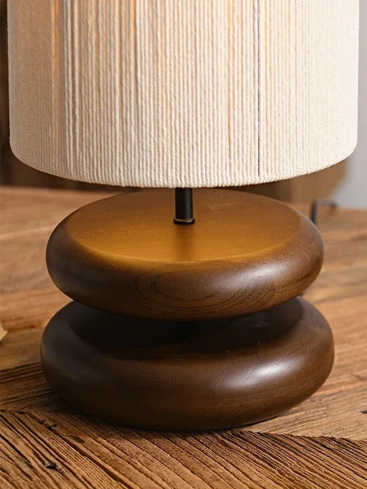 Keramik-Tischlampe Boho Stil | Leinen-Lampenschirm | Warmes Ambientelicht
