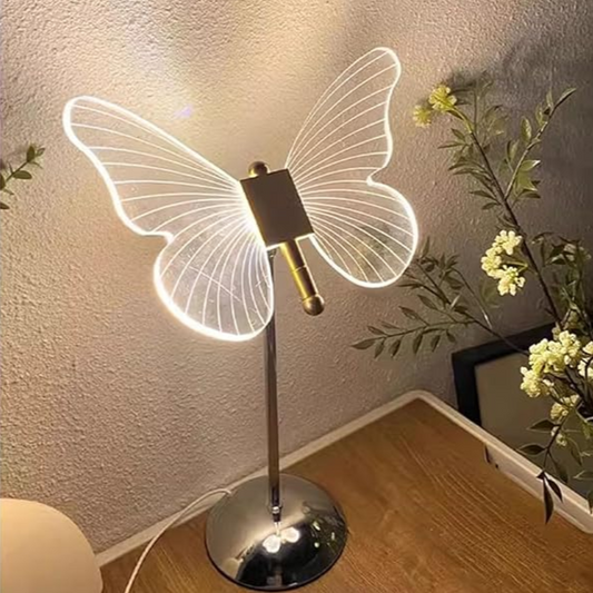 LED-Tischlampe Schmetterling | Acryl & Metall | Warmweiß 3500K | Dekorativ