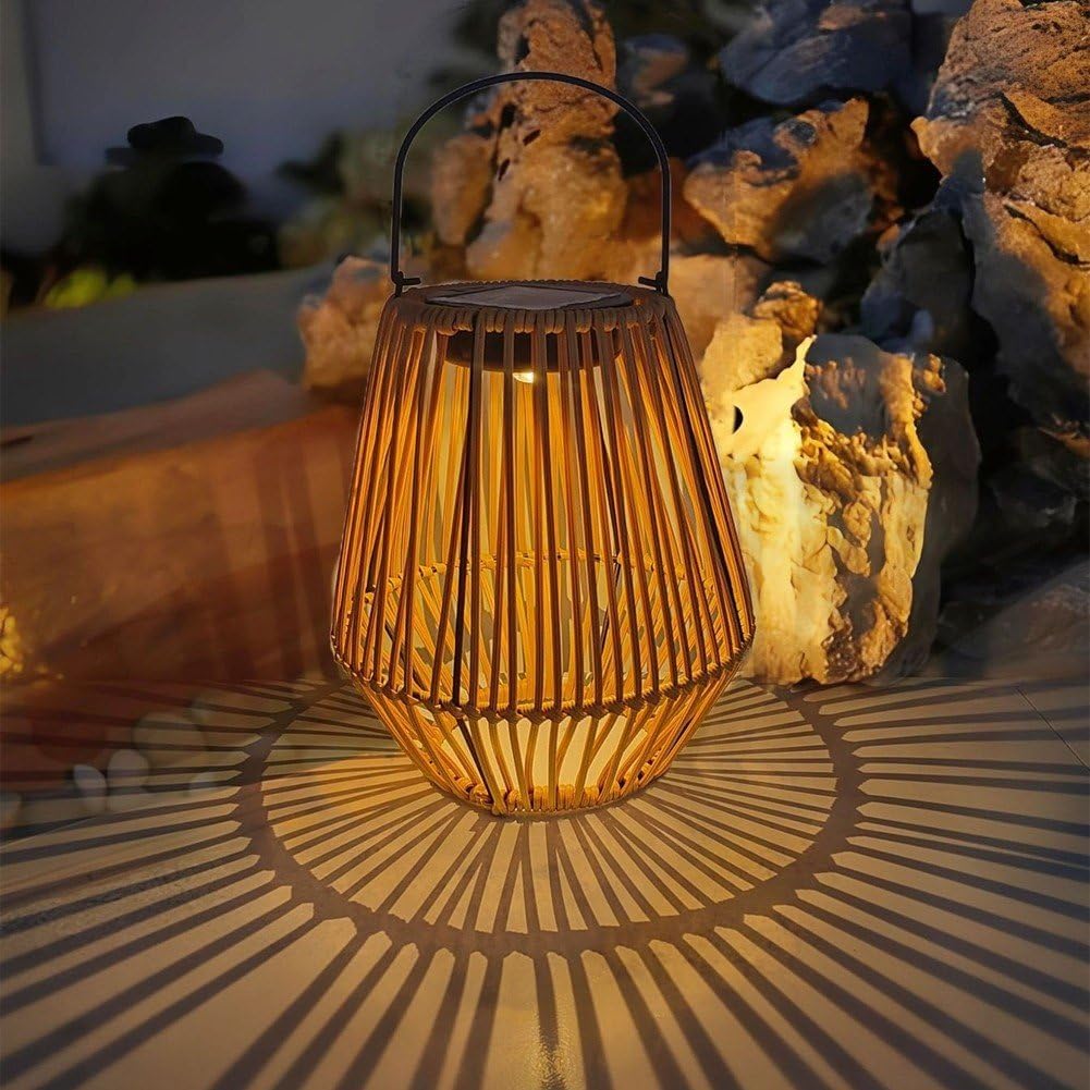 Solar-Tischlampe Rattanoptik | LED | Kabellos | Outdoor