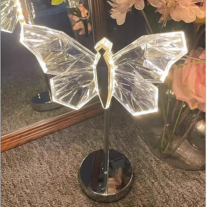 LED-Tischlampe Schmetterling | Acryl & Metall | Warmweiß 3500K | Dekorativ