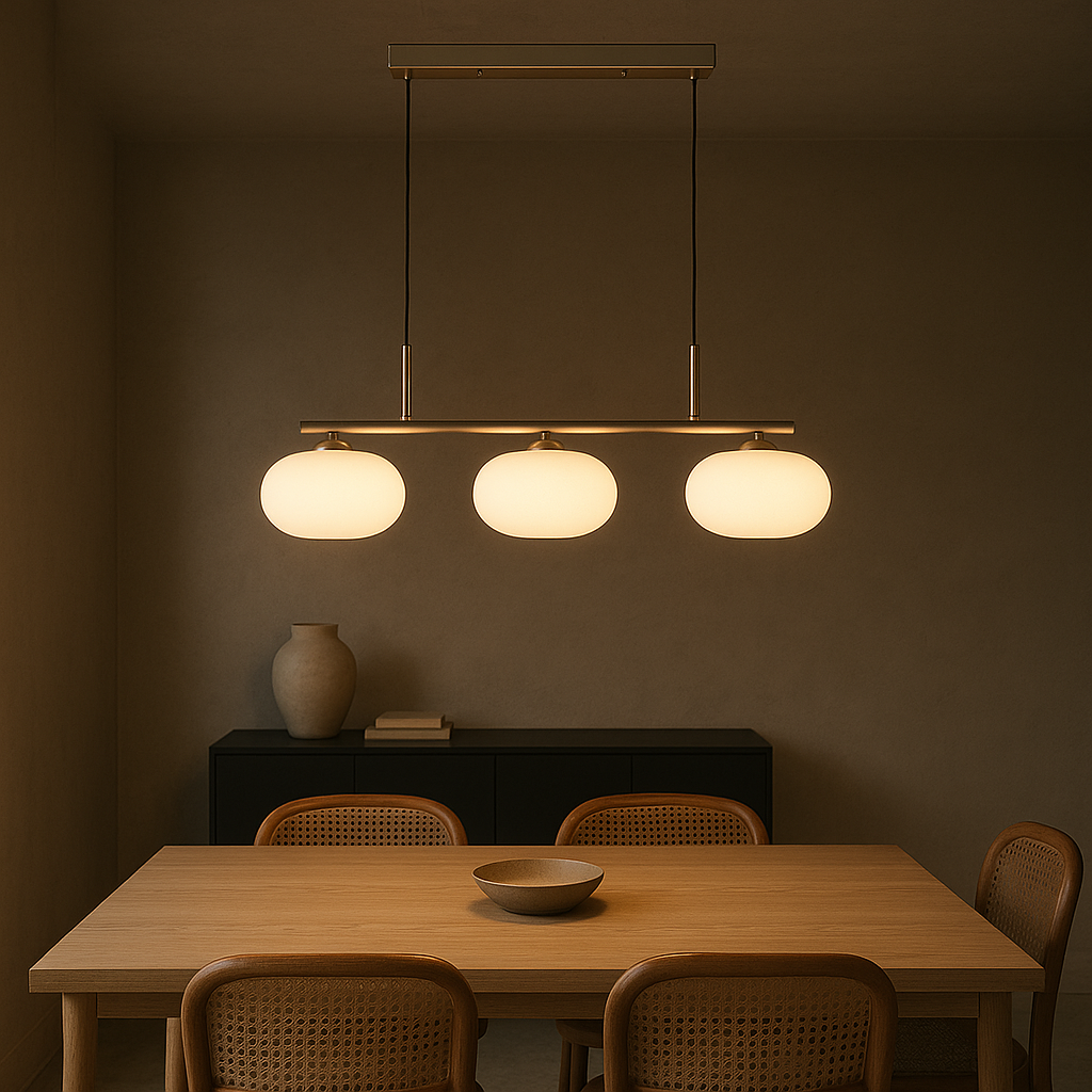 Pendelleuchte 3-flammig Bauhaus | E27 | Glas Metall | Modern