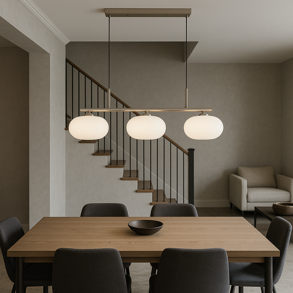 Pendelleuchte 3-flammig Bauhaus | E27 | Glas Metall | Modern