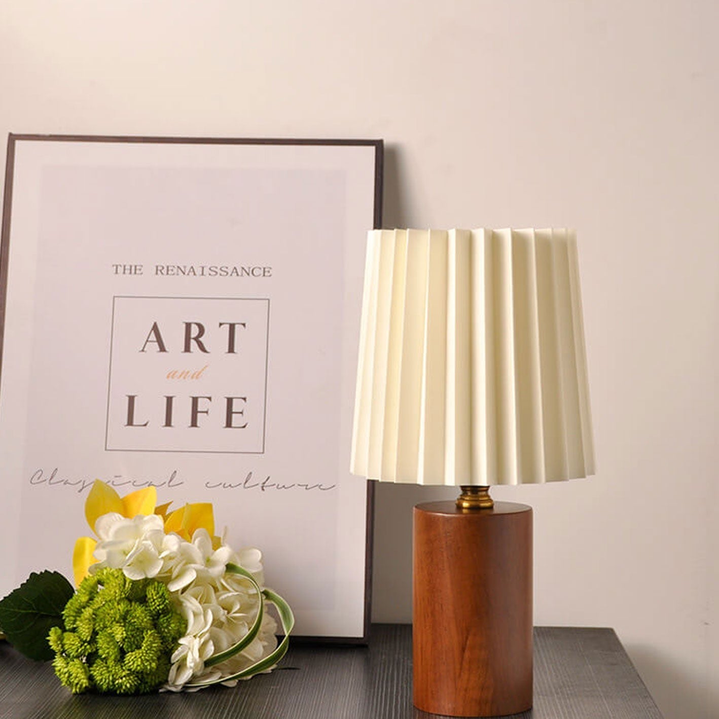 Vintage Korean Falten-Stoff Zylinder-LED-Tischlampe | Retro-Minimalistisches Design | 1-flammig
