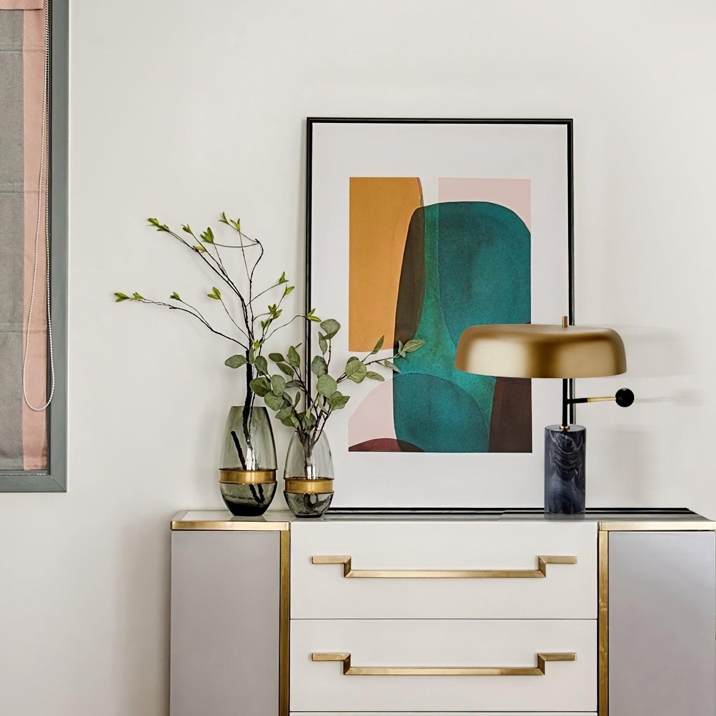 Tischlampe Marmor Metall | E27 | Goldschirm | Modern