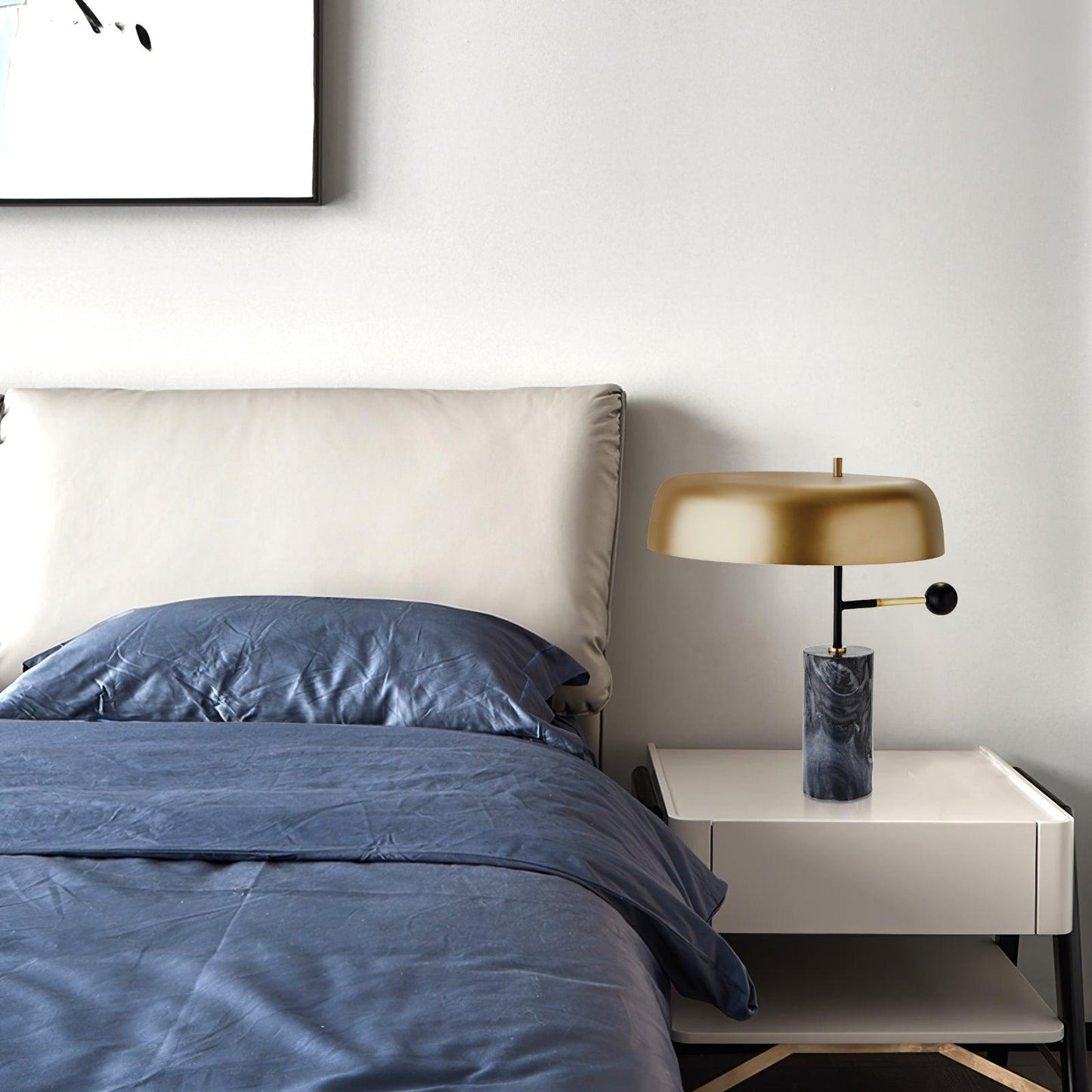 Tischlampe Marmor Metall | E27 | Goldschirm | Modern