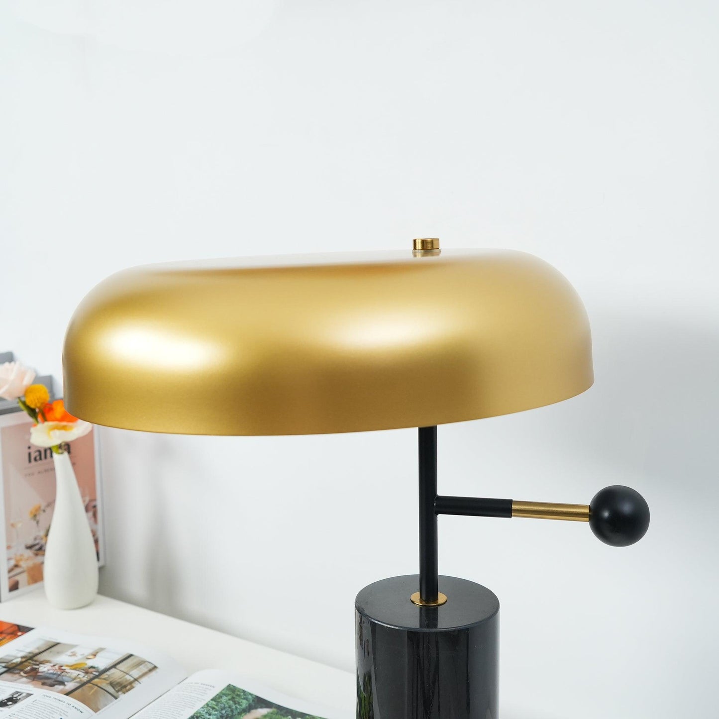 Tischlampe Marmor Metall | E27 | Goldschirm | Modern