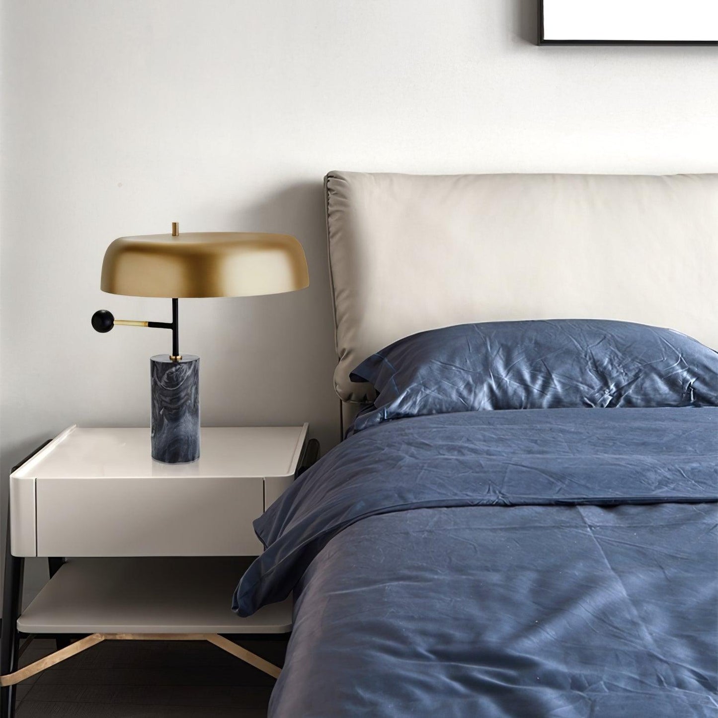 Tischlampe Marmor Metall | E27 | Goldschirm | Modern