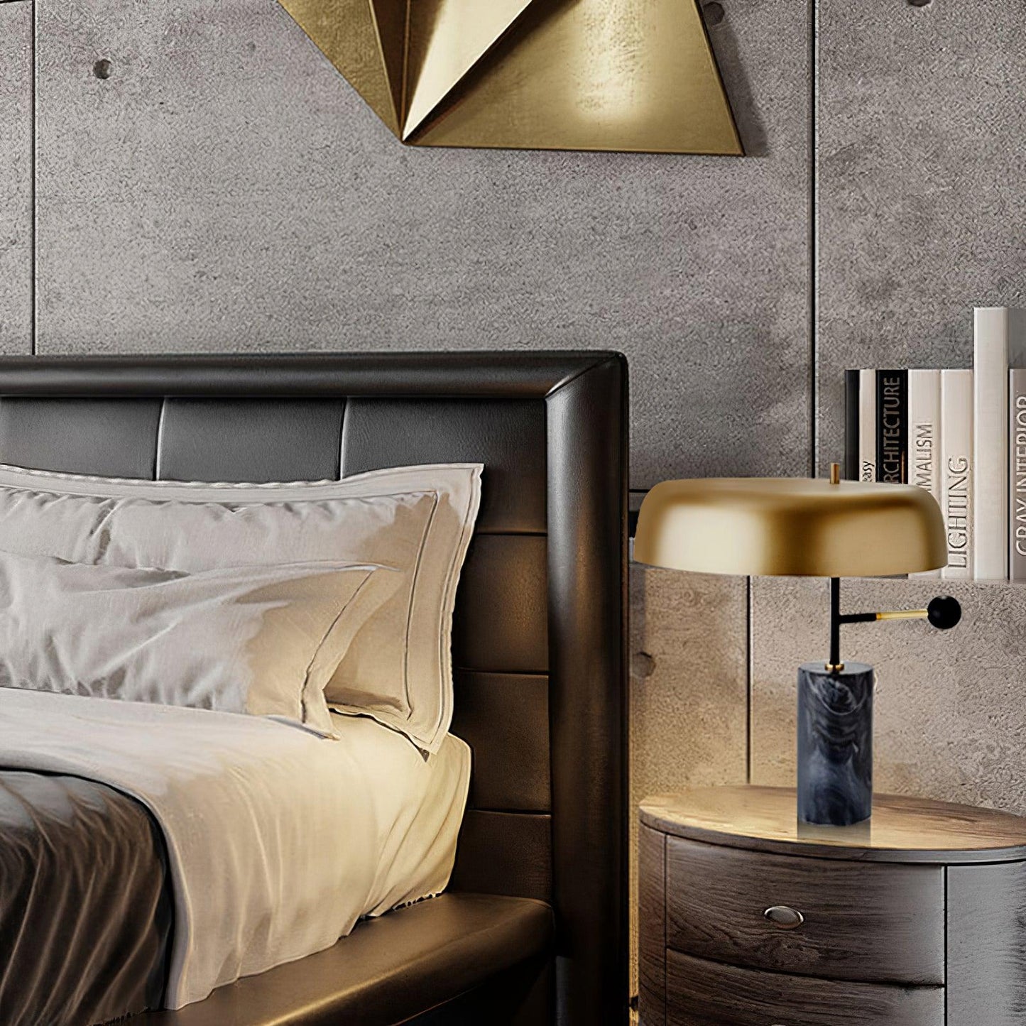 Tischlampe Marmor Metall | E27 | Goldschirm | Modern