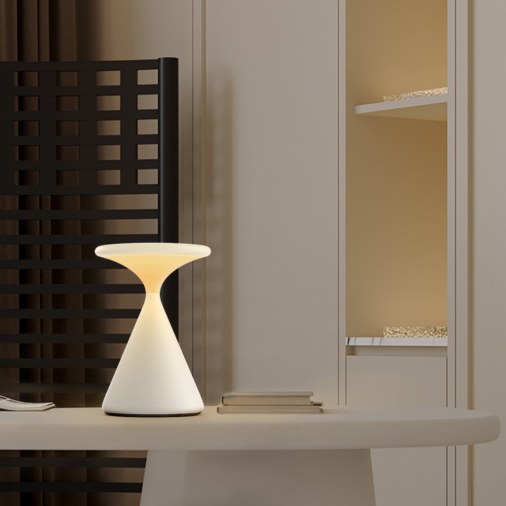 Kabellose Tischlampe | Hourglass-Design | USB-LED | Warmweißes Licht