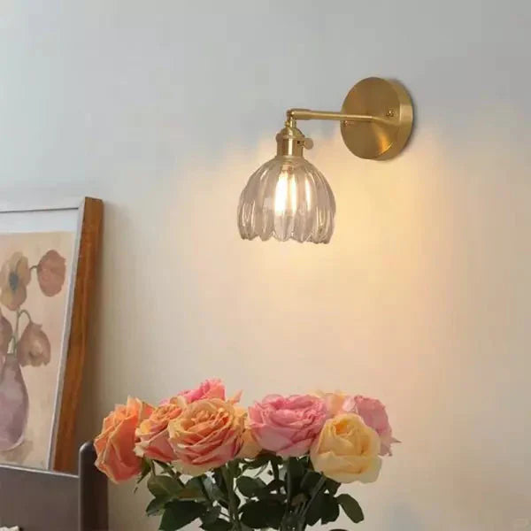 Wandleuchte | Retro Blumen Design | Glas | E14 Akzentbeleuchtung