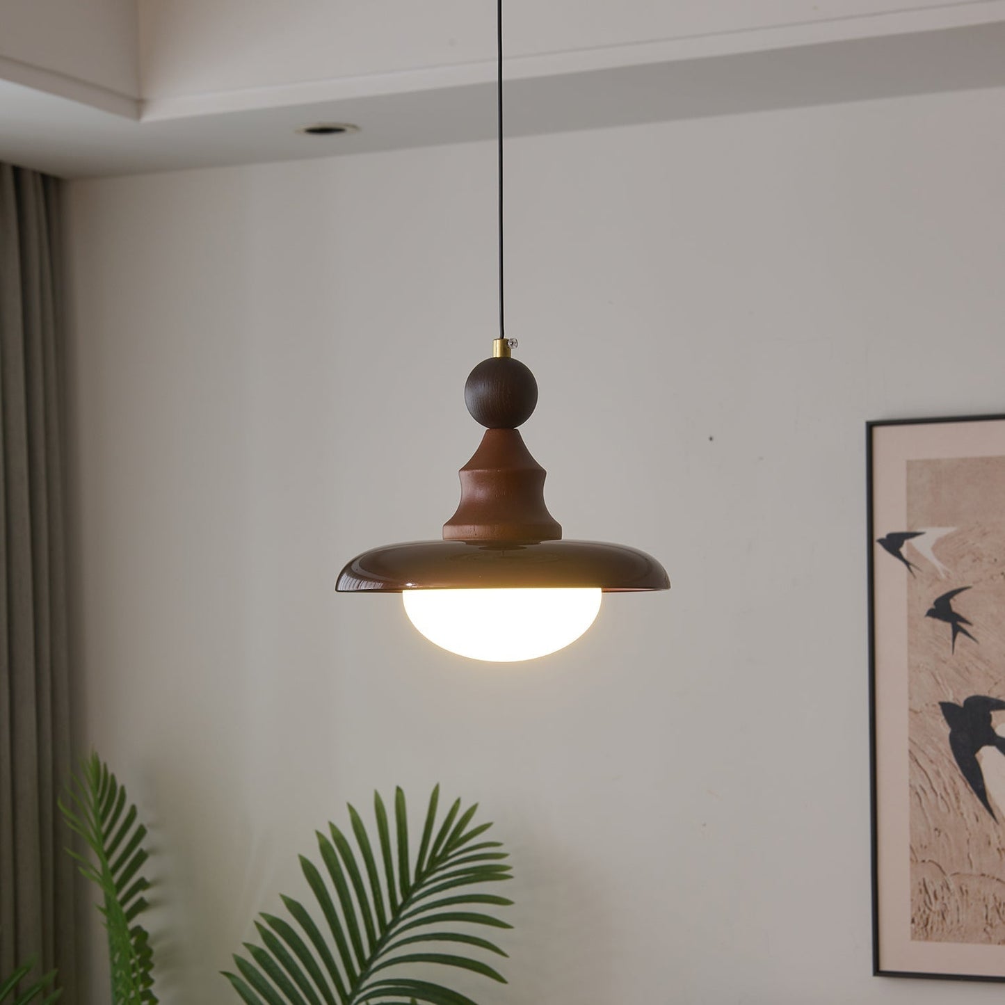 Pendelleuchte Glas & Holz | Integrierte LED | Vintage Modern | Diffuses Licht