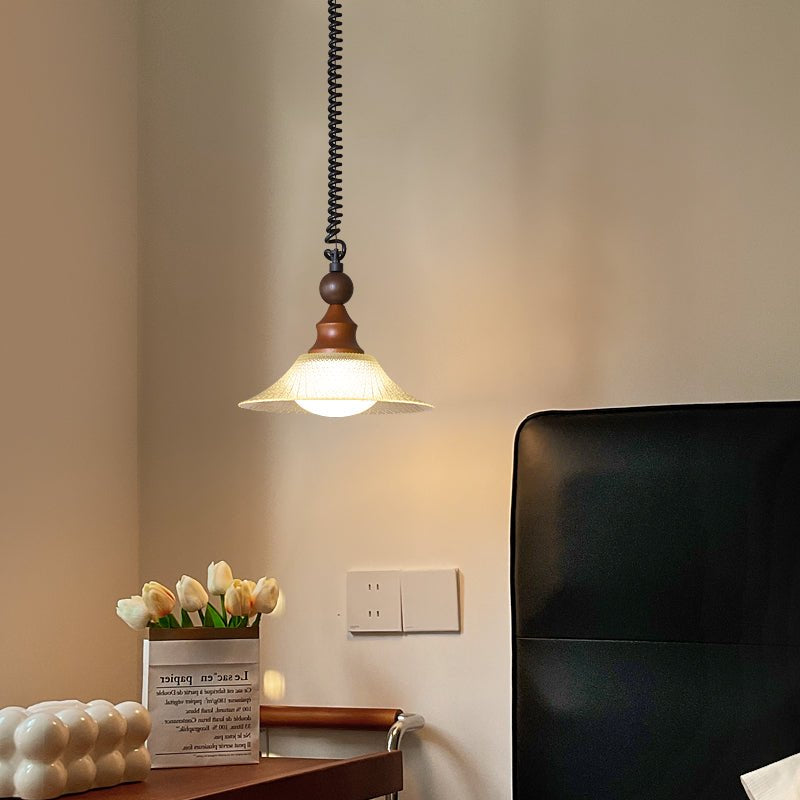 Pendelleuchte Glas & Holz | Integrierte LED | Vintage Modern | Diffuses Licht