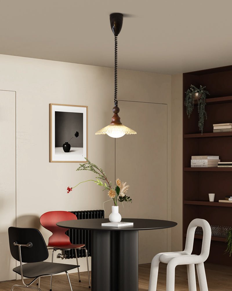 Pendelleuchte Glas & Holz | Integrierte LED | Vintage Modern | Diffuses Licht