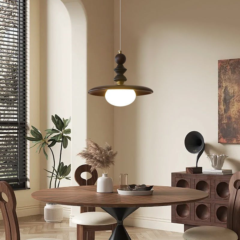 Pendelleuchte Glas & Holz | Integrierte LED | Vintage Modern | Diffuses Licht