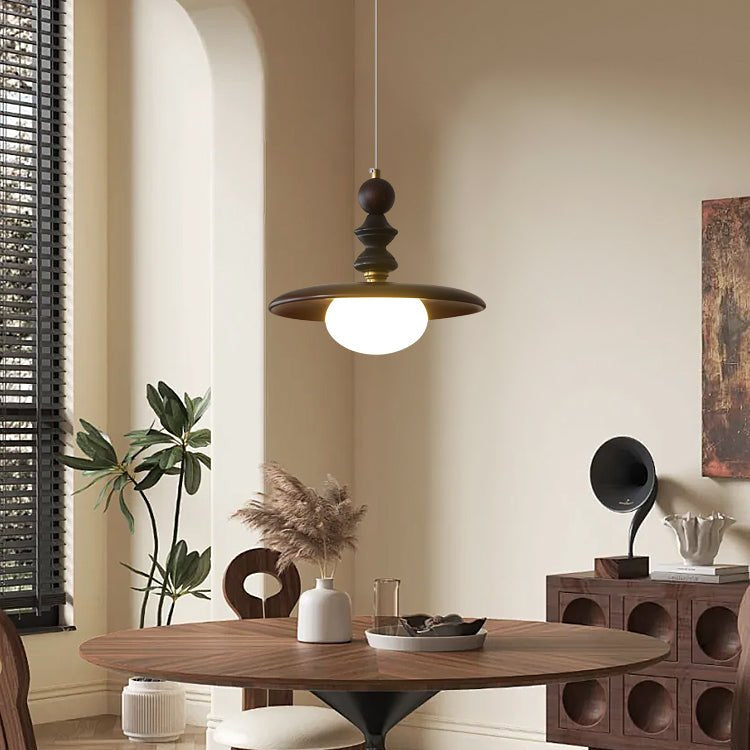 Pendelleuchte Glas & Holz | Integrierte LED | Vintage Modern | Diffuses Licht