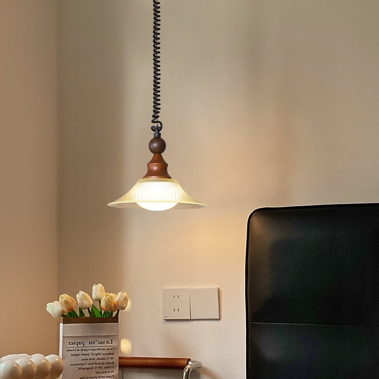 Pendelleuchte Glas & Holz | Integrierte LED | Vintage Modern | Diffuses Licht