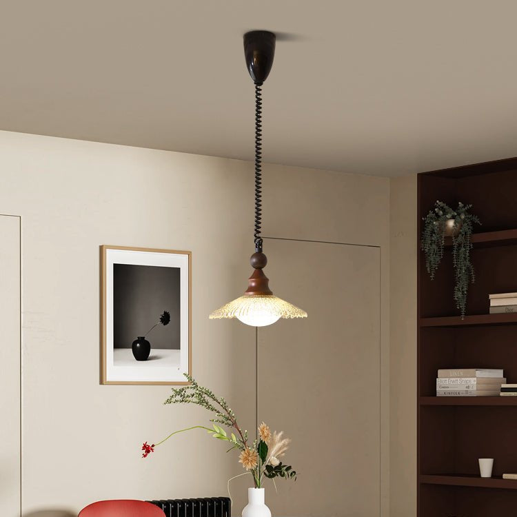 Pendelleuchte Glas & Holz | Integrierte LED | Vintage Modern | Diffuses Licht