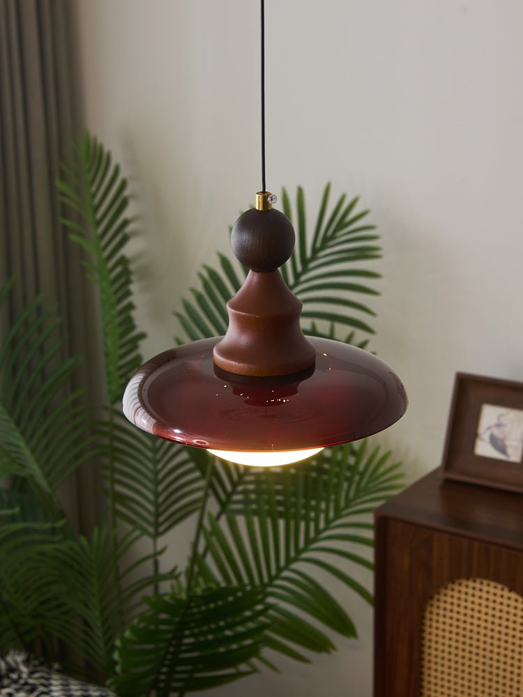 Pendelleuchte Glas & Holz | Integrierte LED | Vintage Modern | Diffuses Licht