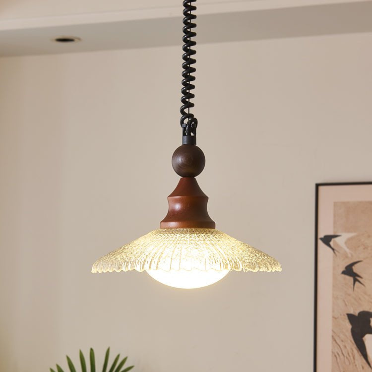Pendelleuchte Glas & Holz | Integrierte LED | Vintage Modern | Diffuses Licht