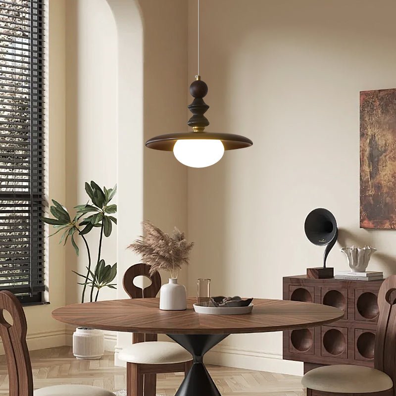 Pendelleuchte Glas & Holz | Integrierte LED | Vintage Modern | Diffuses Licht