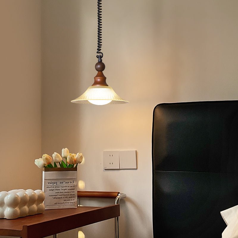 Pendelleuchte Glas & Holz | Integrierte LED | Vintage Modern | Diffuses Licht