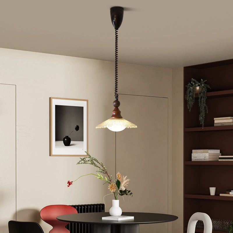 Pendelleuchte Glas & Holz | Integrierte LED | Vintage Modern | Diffuses Licht