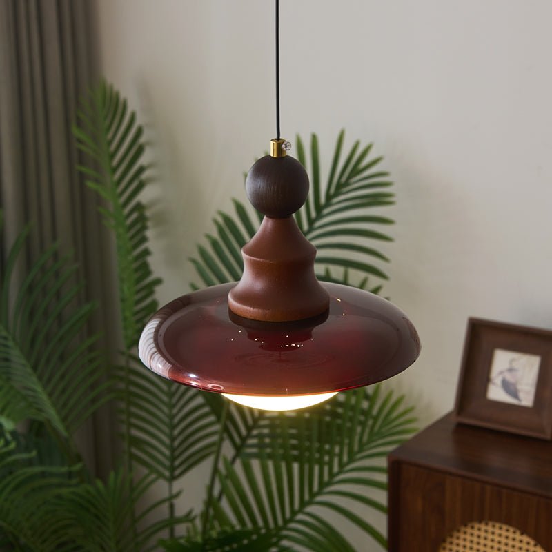 Pendelleuchte Glas & Holz | Integrierte LED | Vintage Modern | Diffuses Licht