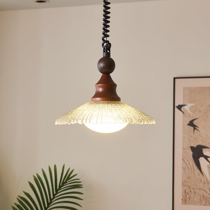 Pendelleuchte Glas & Holz | Integrierte LED | Vintage Modern | Diffuses Licht