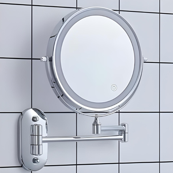 LED-Kosmetikspiegel | Vergrößerung | Wiederaufladbar | Silber-Chrom Design