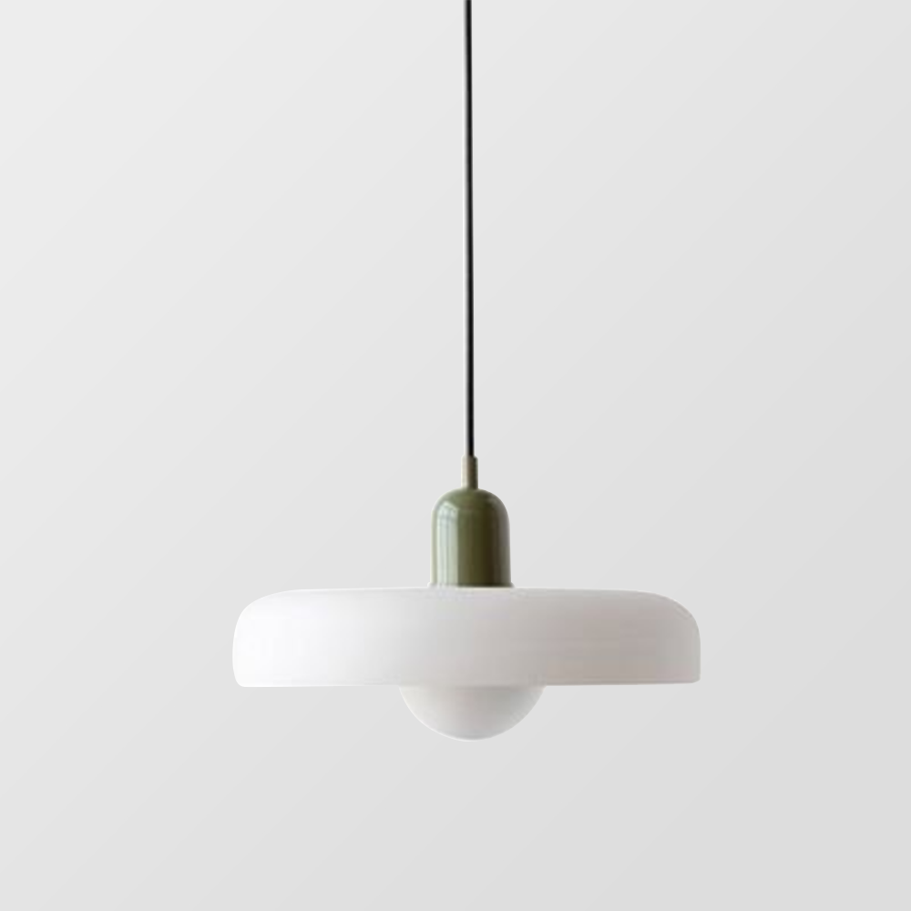 Pendelleuchte | Bauhaus Design | Farbiger Glasschirm | Höhenverstellbare Deckenlampe