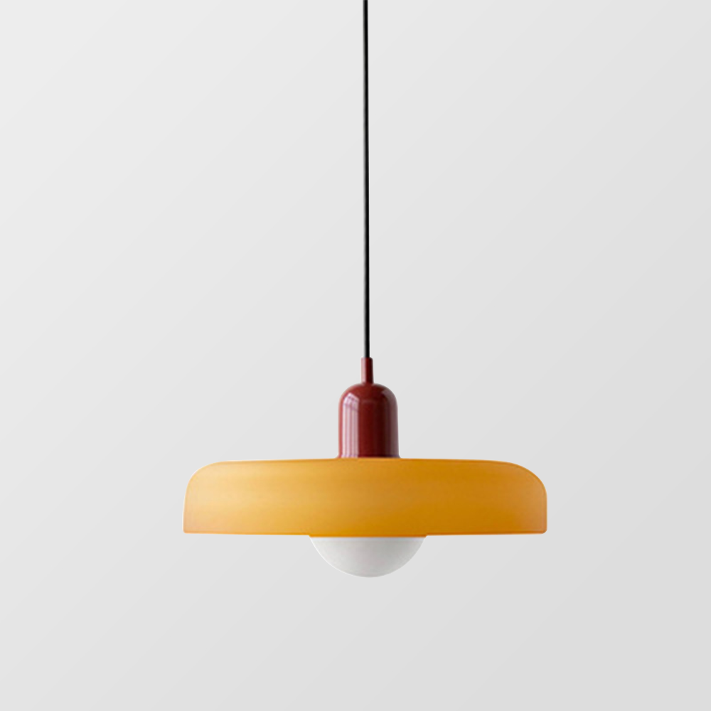 Pendelleuchte | Bauhaus Design | Farbiger Glasschirm | Höhenverstellbare Deckenlampe