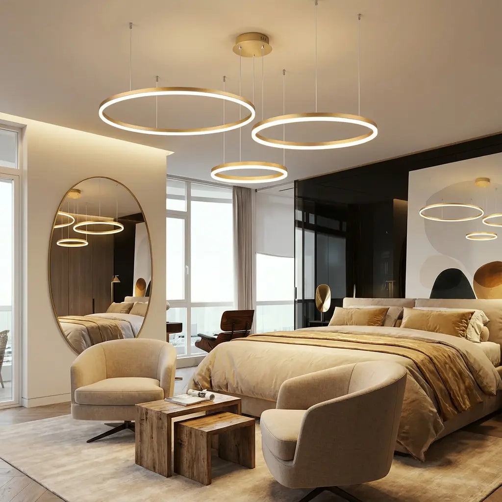 LED‑Pendelleuchte | Modernes Design | Gold / Coffee | Wohnzimmer & Esszimmer