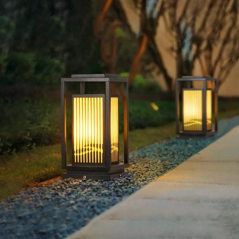 Solar-Pollerleuchte Käfigdesign | LED Warmweiß | IP65 | Garten & Terrasse