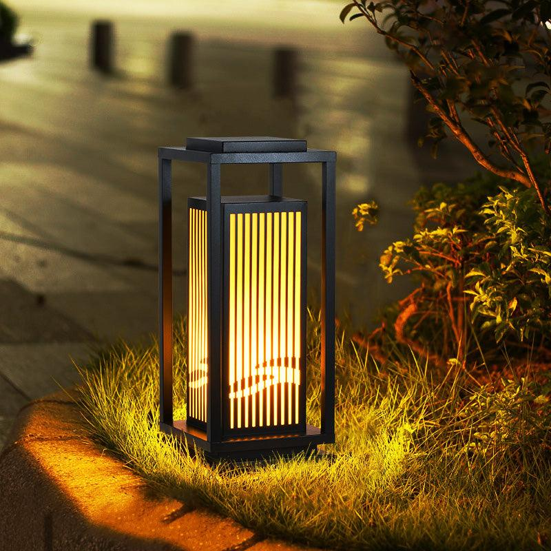 Solar-Pollerleuchte Käfigdesign | LED Warmweiß | IP65 | Garten & Terrasse