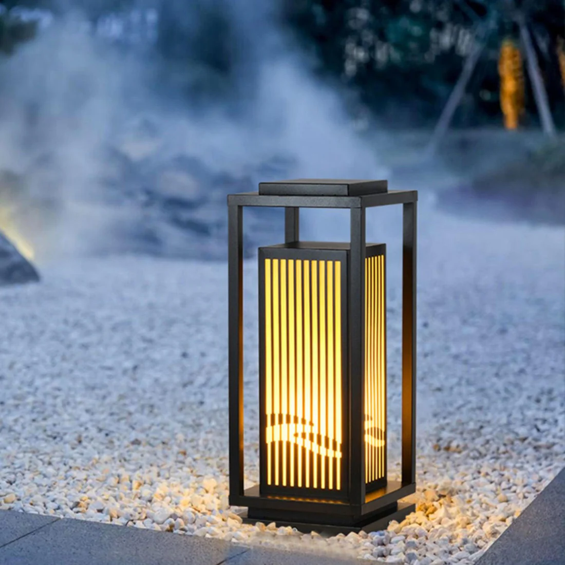 Solar-Pollerleuchte Käfigdesign | LED Warmweiß | IP65 | Garten & Terrasse
