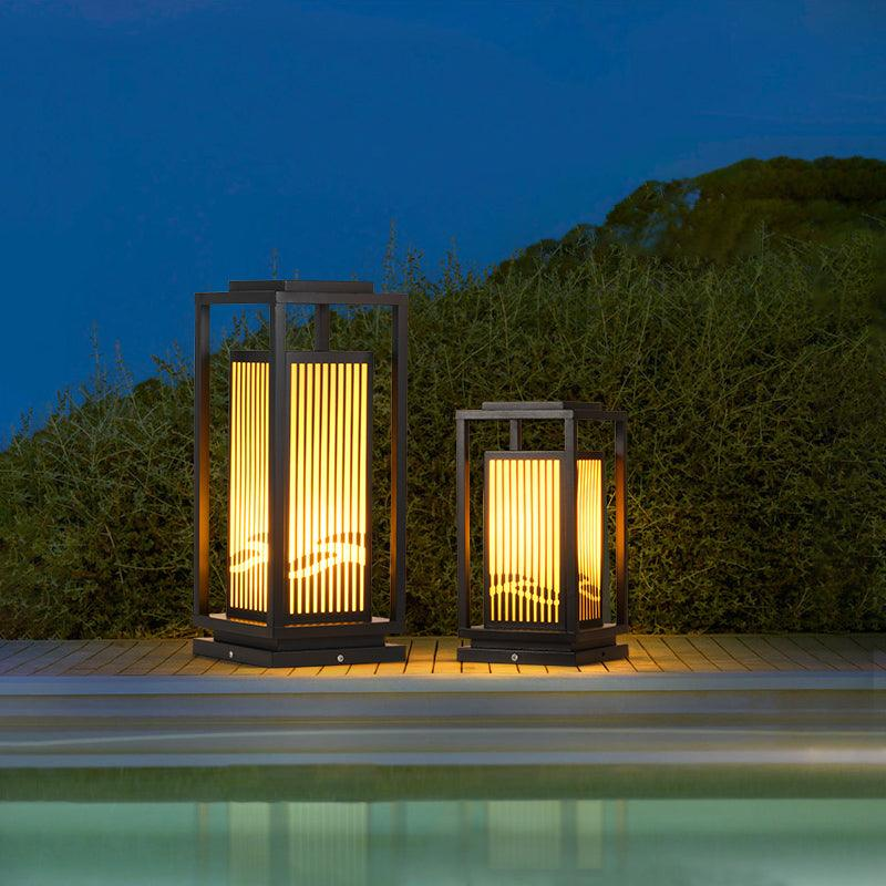 Solar-Pollerleuchte Käfigdesign | LED Warmweiß | IP65 | Garten & Terrasse