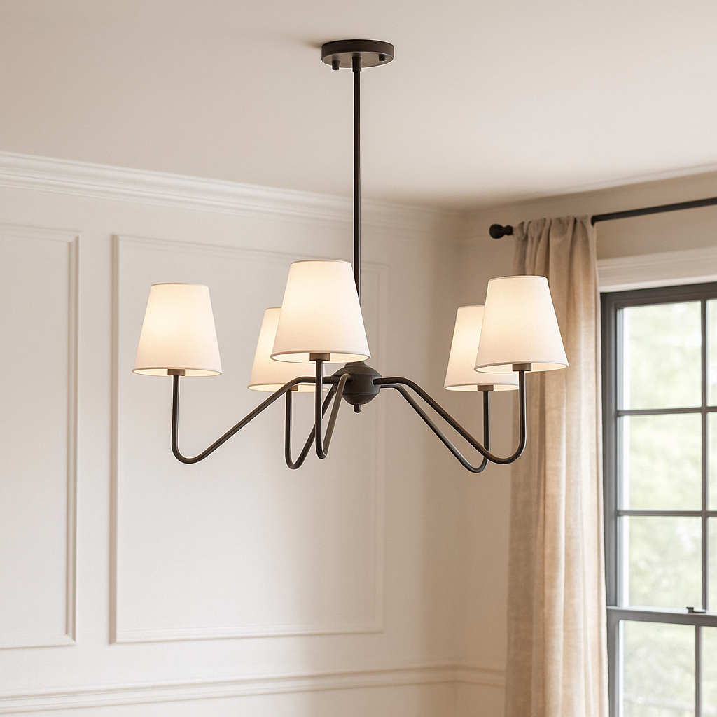Seiden-Kronleuchter Schlafzimmer | E14 LED | Diffuses Warmlicht | Elegantes Design