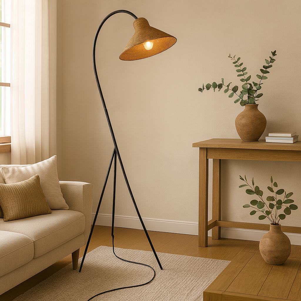Stehlampe Bambus Tripod | E27 | Warmweiß | Skandinavisch