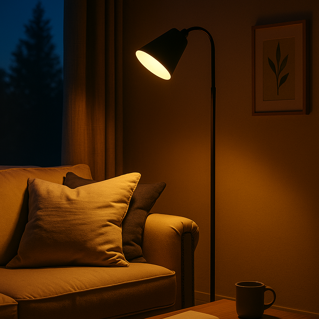 Skandinavische Stehlampe | Holz & Metall | Modern & Minimalistisch