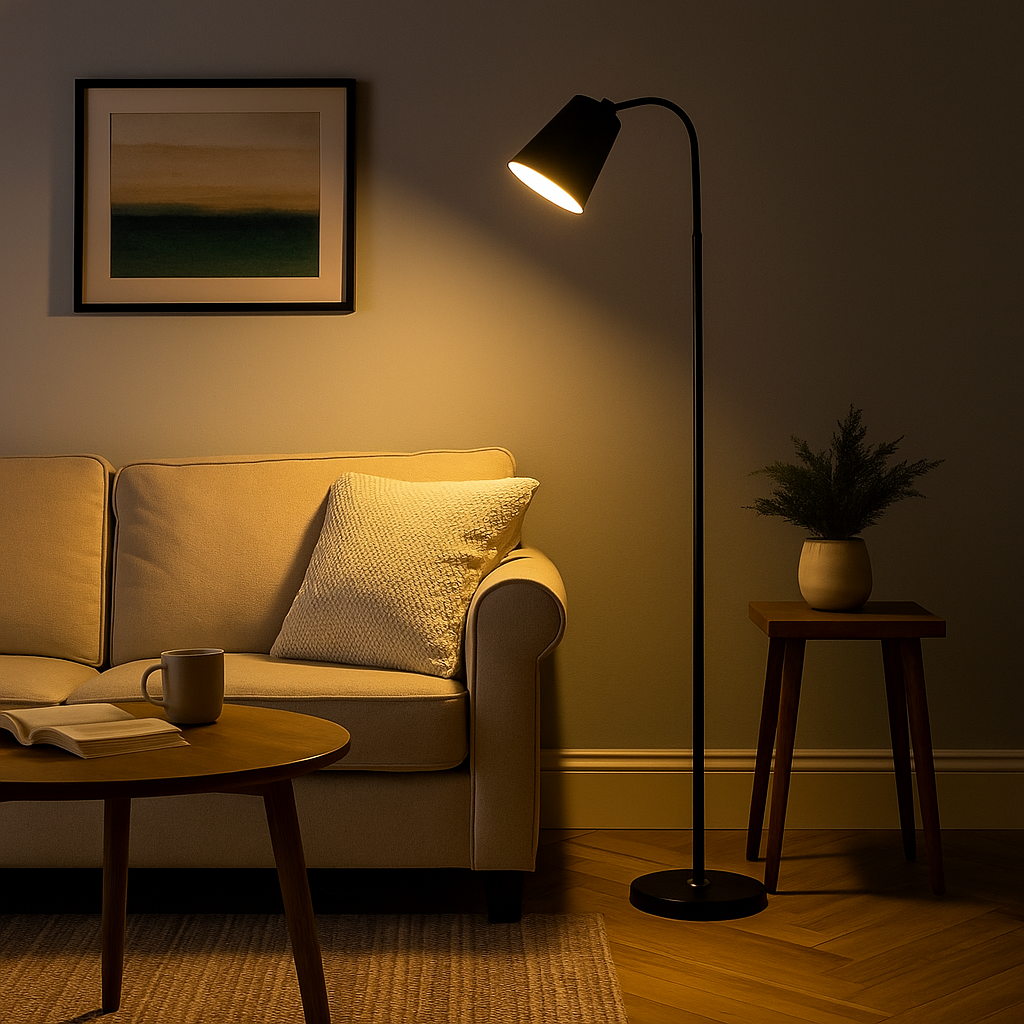 Skandinavische Stehlampe | Holz & Metall | Modern & Minimalistisch