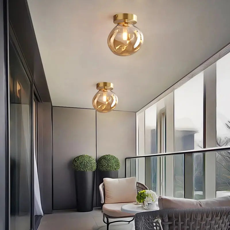 Deckenleuchte | Glas & Industrial | Gold & Schwarz | Wohnzimmer & Esszimmer